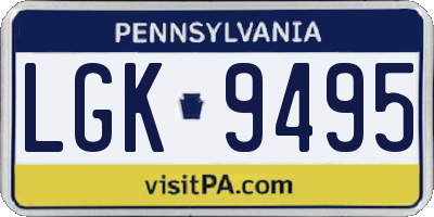 PA license plate LGK9495