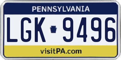 PA license plate LGK9496