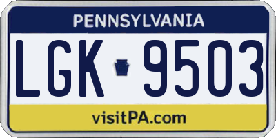 PA license plate LGK9503