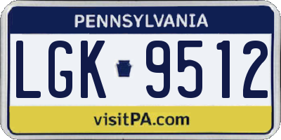 PA license plate LGK9512
