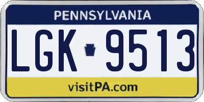 PA license plate LGK9513