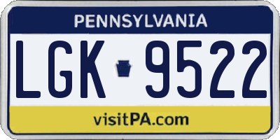 PA license plate LGK9522