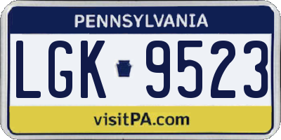 PA license plate LGK9523