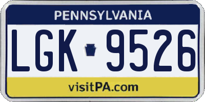 PA license plate LGK9526
