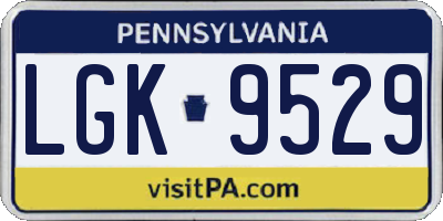 PA license plate LGK9529