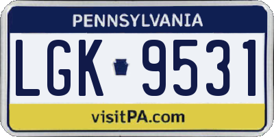 PA license plate LGK9531