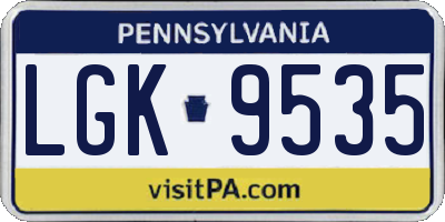 PA license plate LGK9535