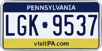 PA license plate LGK9537