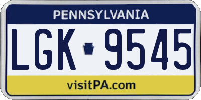 PA license plate LGK9545