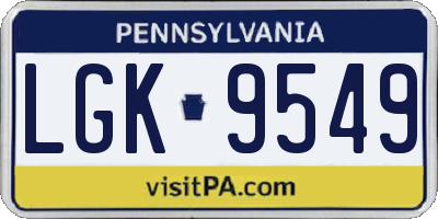 PA license plate LGK9549