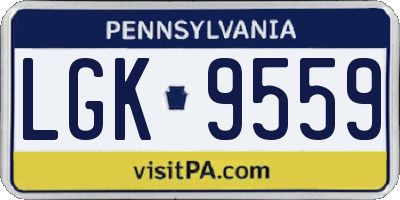PA license plate LGK9559