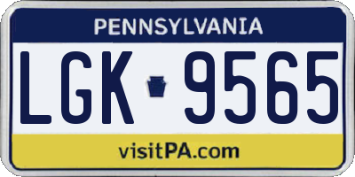 PA license plate LGK9565