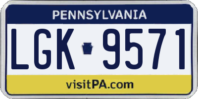 PA license plate LGK9571