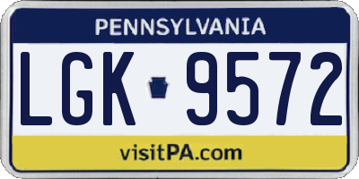 PA license plate LGK9572