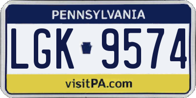 PA license plate LGK9574