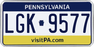 PA license plate LGK9577