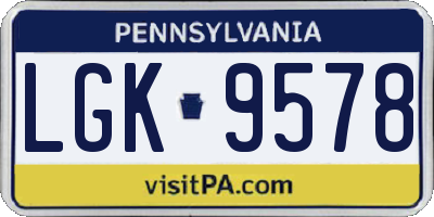 PA license plate LGK9578