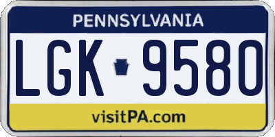 PA license plate LGK9580