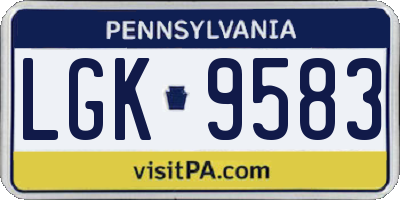 PA license plate LGK9583