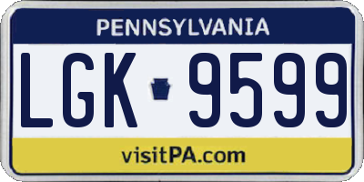 PA license plate LGK9599