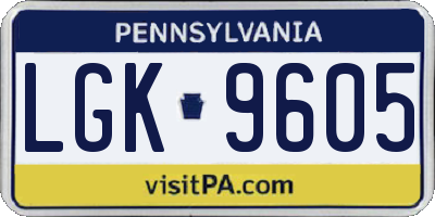 PA license plate LGK9605