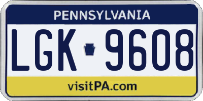 PA license plate LGK9608