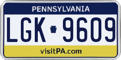 PA license plate LGK9609