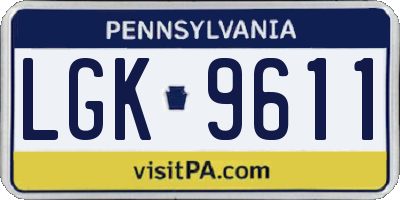 PA license plate LGK9611