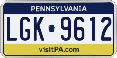 PA license plate LGK9612
