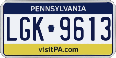 PA license plate LGK9613
