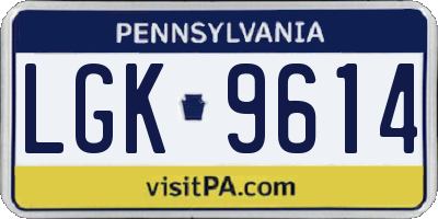PA license plate LGK9614