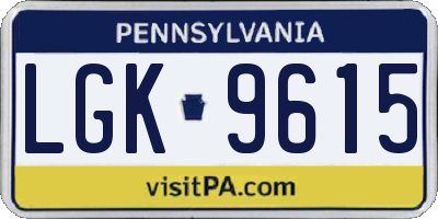 PA license plate LGK9615