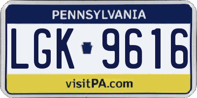 PA license plate LGK9616