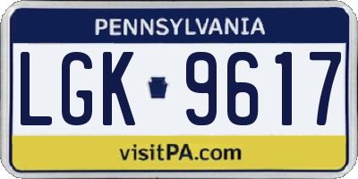 PA license plate LGK9617