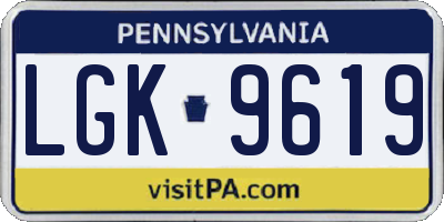 PA license plate LGK9619