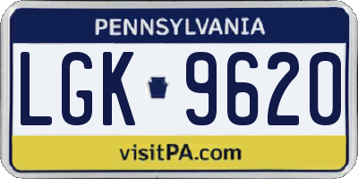 PA license plate LGK9620