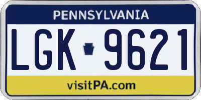 PA license plate LGK9621