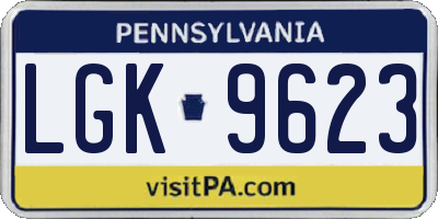 PA license plate LGK9623