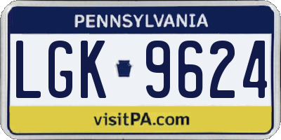 PA license plate LGK9624