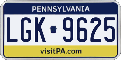 PA license plate LGK9625