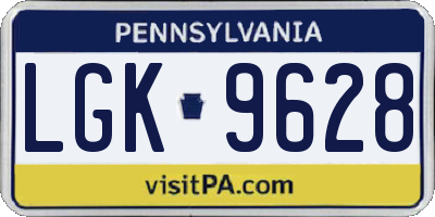 PA license plate LGK9628