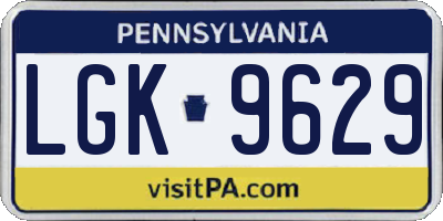 PA license plate LGK9629