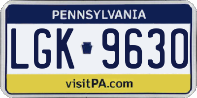 PA license plate LGK9630