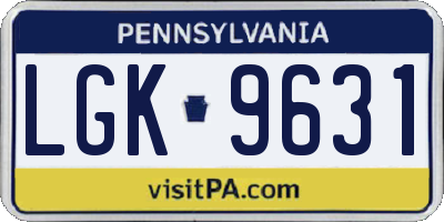 PA license plate LGK9631