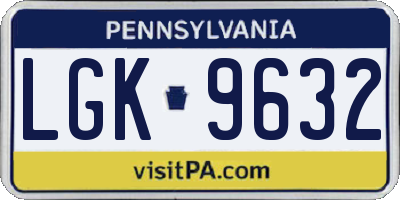 PA license plate LGK9632