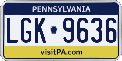 PA license plate LGK9636