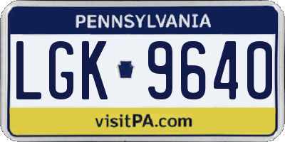 PA license plate LGK9640