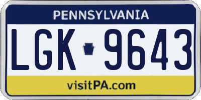 PA license plate LGK9643