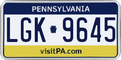 PA license plate LGK9645