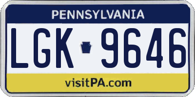 PA license plate LGK9646